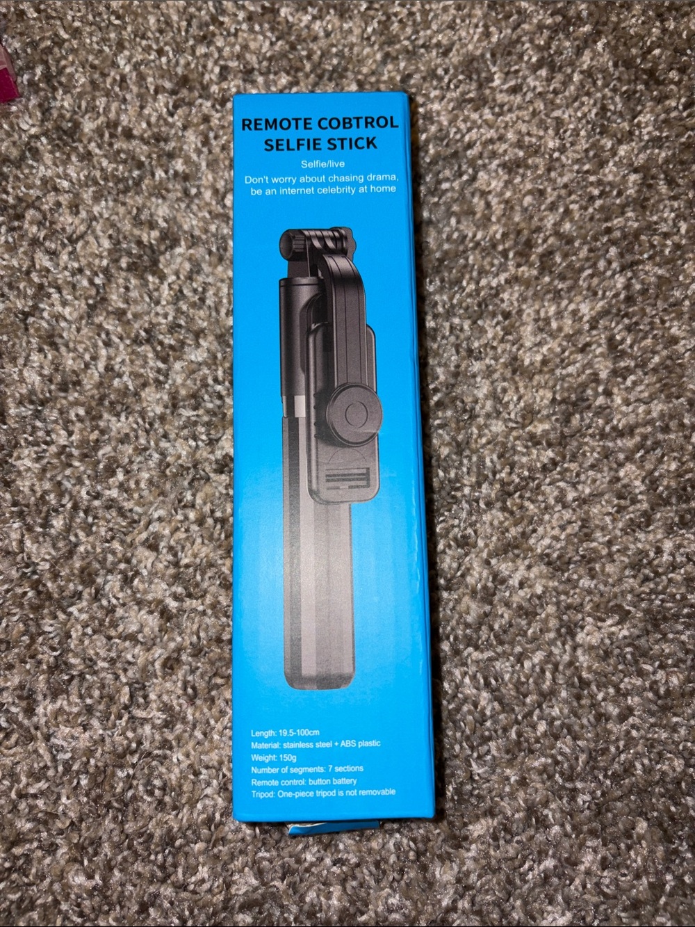 Black Remote Control Selfie Stick with Bluetooth Shutter